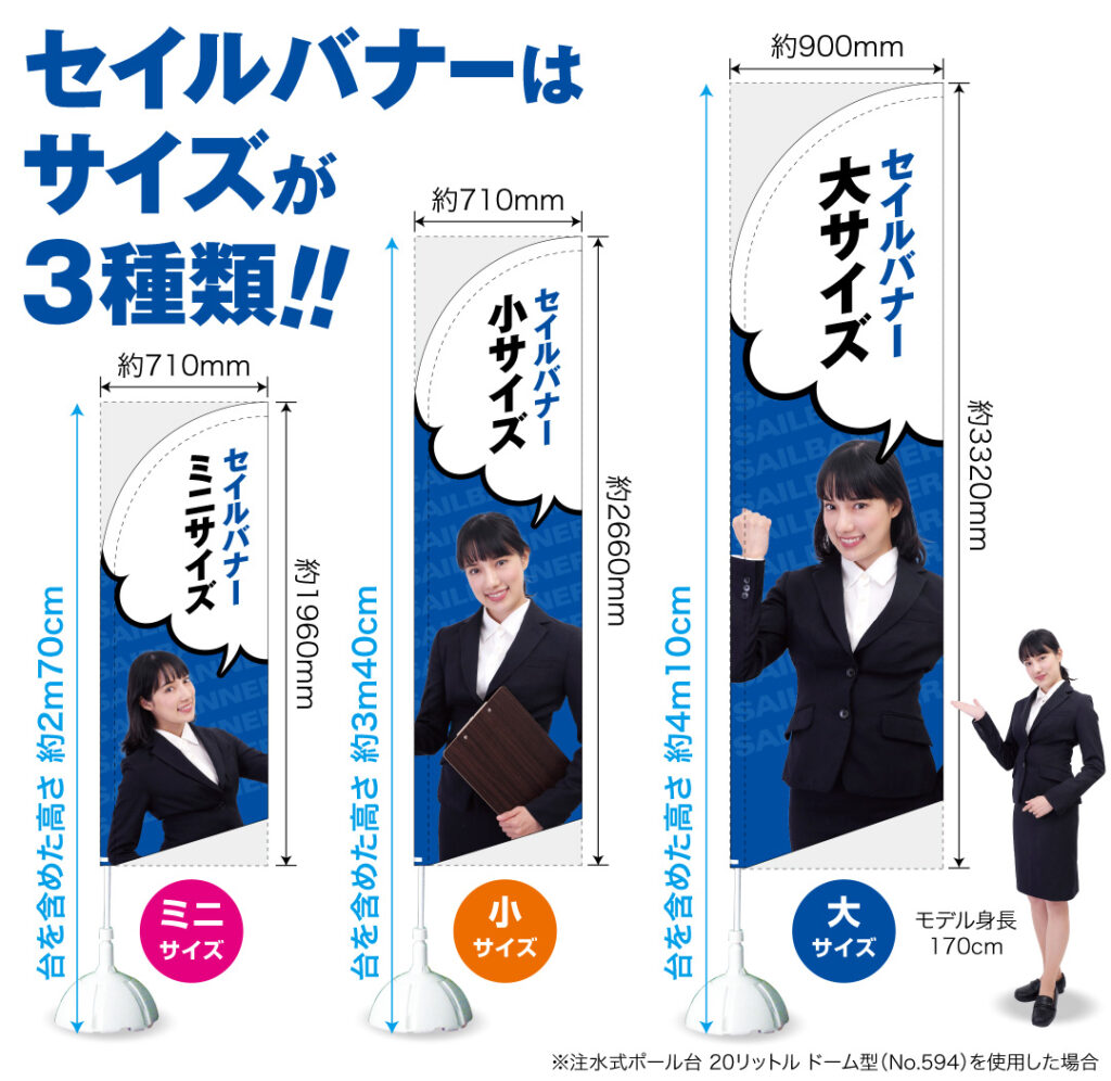 セイルバナーはサイズが3種類あります