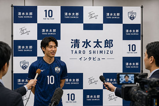 バナースクリーンは、選手のインタビュー時にも大活躍！